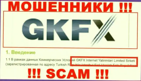 Юридическое лицо интернет мошенников GKFX ECN - это ГКФХ Интернет Ятиримлари Лимитед Сиркети