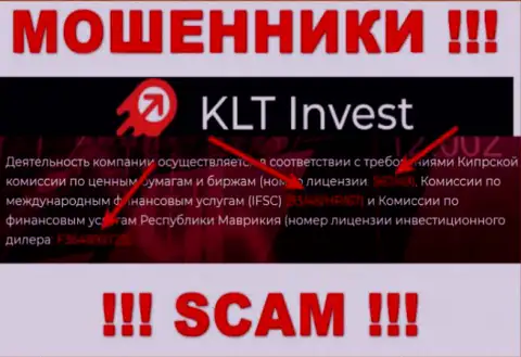 Хотя KLT Invest и показывают на интернет-ресурсе лицензию на осуществление деятельности, знайте - они все равно ЛОХОТРОНЩИКИ !!!