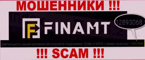 Обманщики Finamt Com не скрыли лицензию, предоставив ее на сайте, но будьте весьма внимательны !
