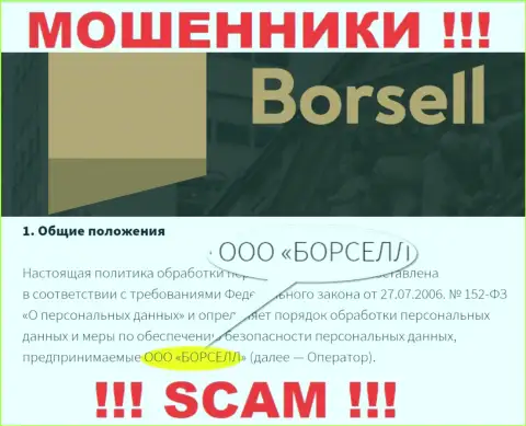 Ворюги Борселл принадлежат юр лицу - ООО БОРСЕЛЛ