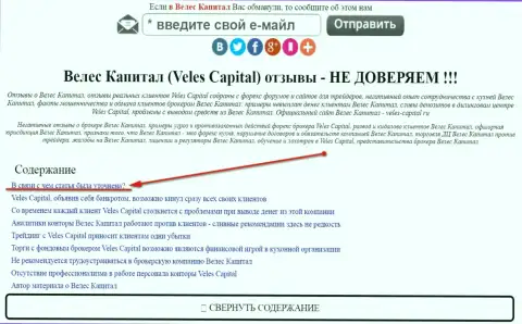 Велес Капитал можно увидеть в зеркале veles-kapital.com (официальный интернет-портал)