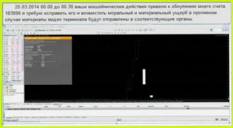 Скрин экрана с доказательством слива торгового счета в GrandCapital Net