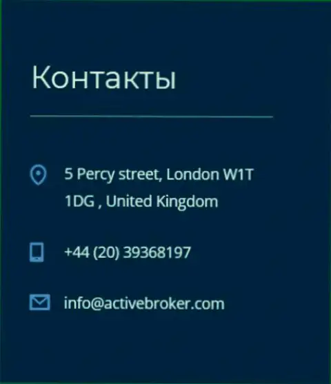 Адрес головного офиса ФОРЕКС конторы Актив Брокер, представленный на официальном сайте данного Форекс брокера