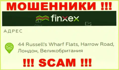 Finxex Com - это ЛОХОТРОНЩИКИ !!! Сидят в оффшорной зоне по адресу 44 Russell's Wharf Flats, Harrow Road, London, UK