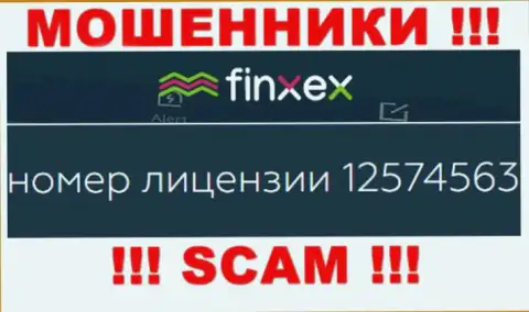 Finxex прячут свою жульническую сущность, размещая на своем интернет-ресурсе лицензионный документ
