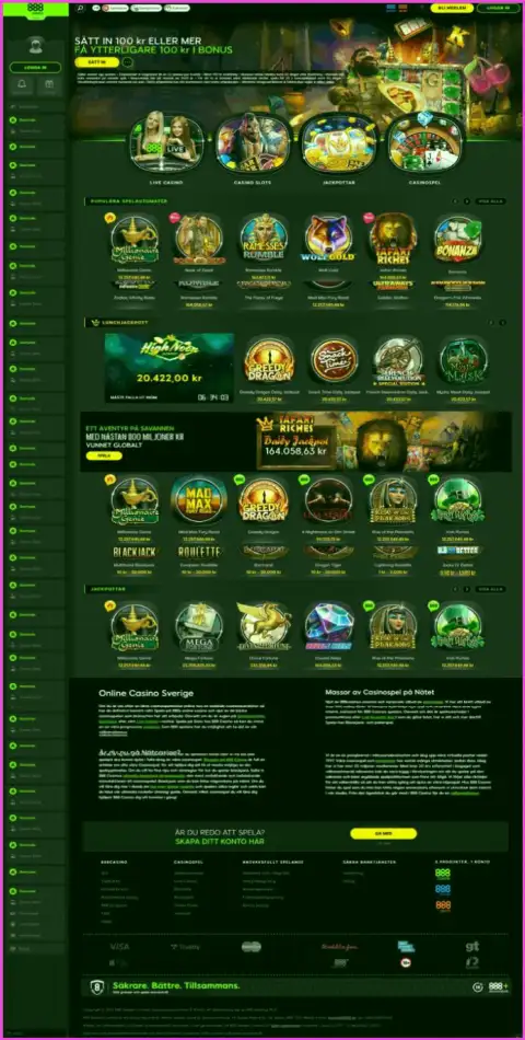 Ложь на страничках сайта мошенников 888 Casino
