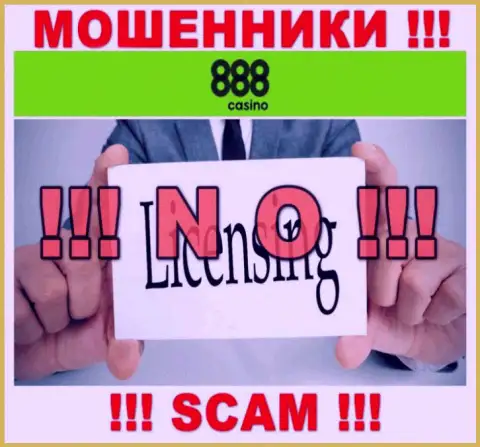На сайте организации 888Казино не размещена информация об наличии лицензии, очевидно ее НЕТ