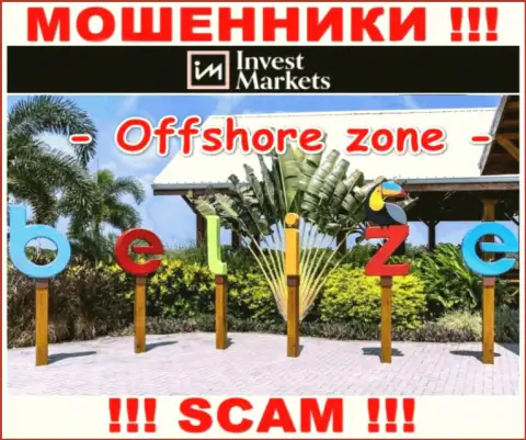 InvestMarkets Com имеют офшорную регистрацию: Belize - будьте весьма внимательны, мошенники