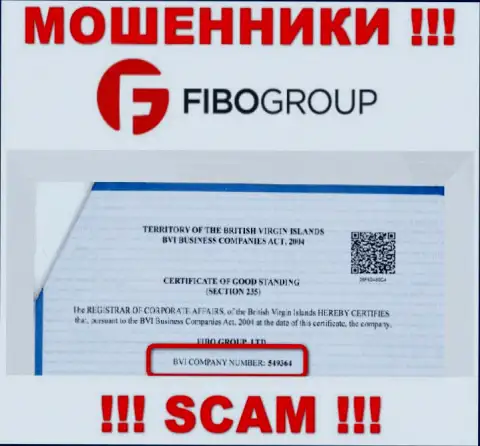 Регистрационный номер противозаконно действующей организации Фибо-Форекс Ру - 549364