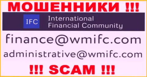 Написать internet-ворам InternationalFinancialCommunity можете на их электронную почту, которая найдена у них на сайте