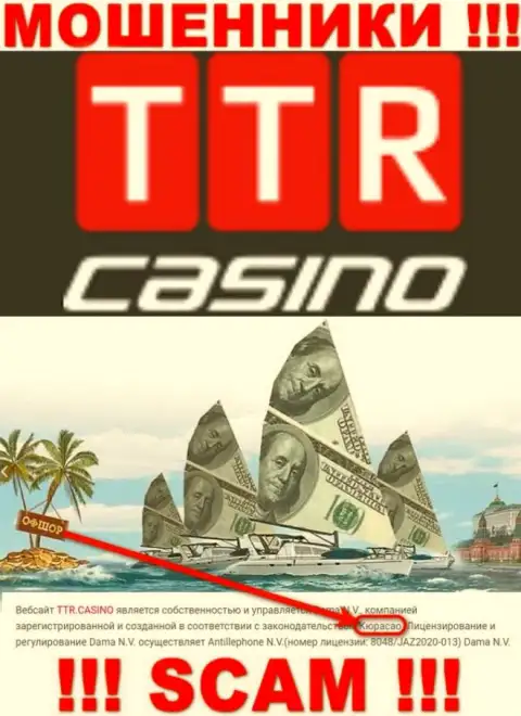 Curacao - это официальное место регистрации конторы TTR Casino