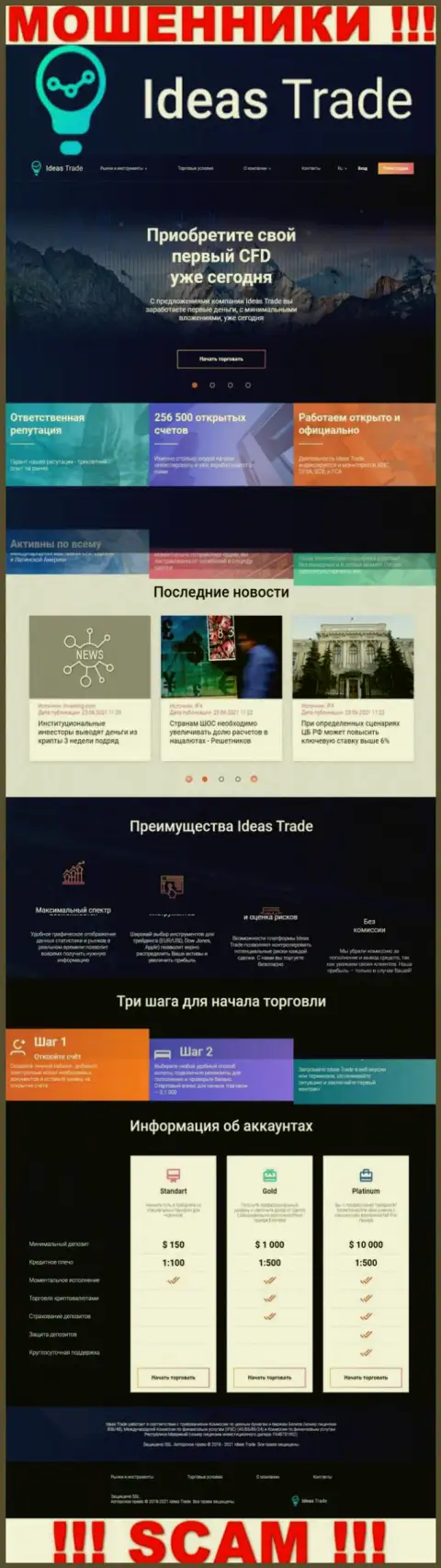 Официальный веб-сайт мошенников Идеас Трейд