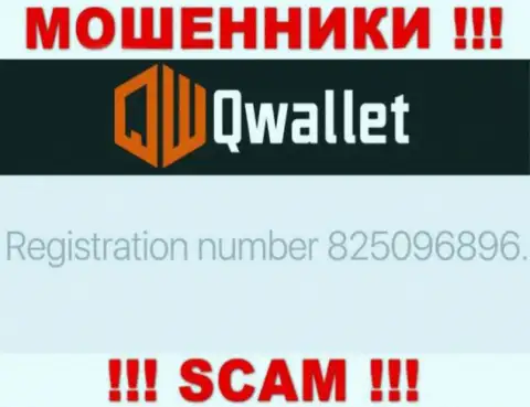 Компания Q Wallet показала свой регистрационный номер у себя на официальном сайте - 825096896