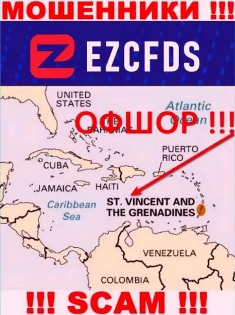 St. Vincent and the Grenadines - офшорное место регистрации мошенников ЕЗЦФДС, расположенное у них на сайте