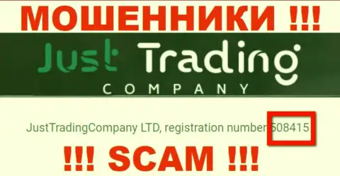 Рег. номер Just Trading Company, который указан мошенниками у них на онлайн-сервисе: 508415