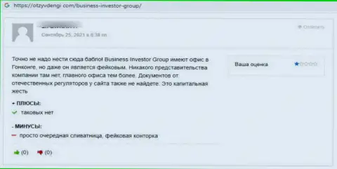 В BusinessInvestorGroup финансовые средства пропадают без следа - мнение клиента указанной компании