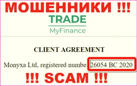 Регистрационный номер шулеров Trade My Finance (26054 BC 2020) не гарантирует их надежность