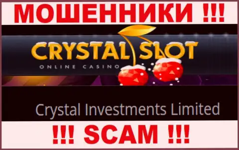 Контора, которая владеет разводняком CrystalSlot Com - это Crystal Investments Limited