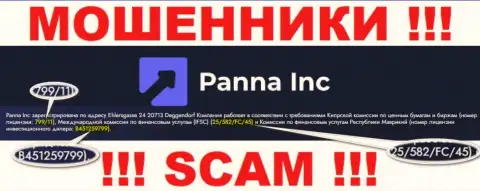 Мошенники PannaInc активно оставляют без средств клиентов, хоть и показали свою лицензию на сайте