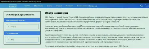 Обзор ФОРЕКС дилинговой компании BTGCapital на веб-портале директори финансмагнат ком