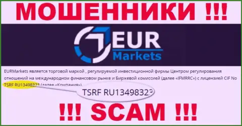 Хоть EUR Markets и размещают на сайте номер лицензии, будьте в курсе - они все равно МОШЕННИКИ !!!