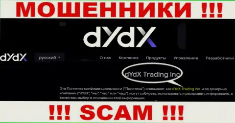 Юридическое лицо компании dYdX Exchange - это dYdX Trading Inc