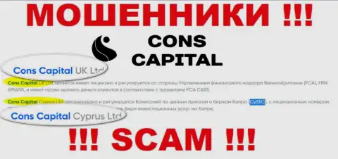 Мошенники Cons Capital не прячут свое юридическое лицо - это Конс Капитал Кипр Лтд