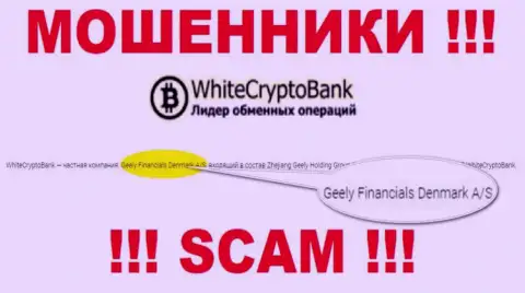 Юр лицом, владеющим ворюгами WhiteCryptoBank, является Джили Финанс Денмарк А/С