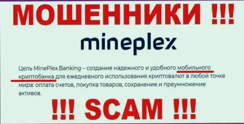 МинеПлекс - это internet обманщики !!! Направление деятельности которых - Крипто банк
