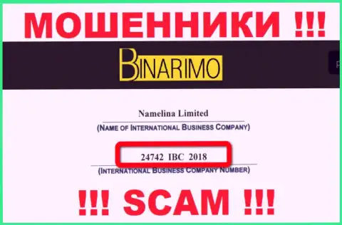 Будьте крайне внимательны !!! Бинаримо Ком жульничают !!! Регистрационный номер указанной компании: 24742 IBC 2018