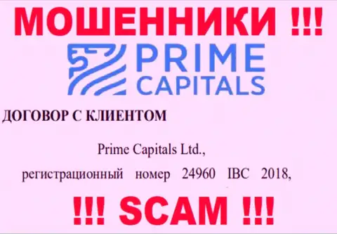 Прайм Капиталс Лтд - это организация, владеющая интернет-мошенниками Prime Capitals
