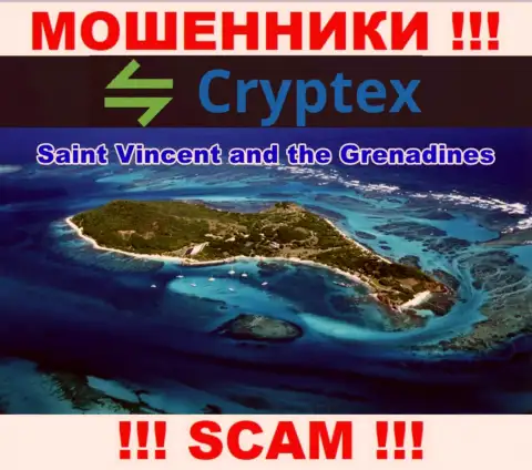 Из компании Криптекс Нет финансовые активы вывести невозможно, они имеют офшорную регистрацию: Saint Vincent and Grenadines