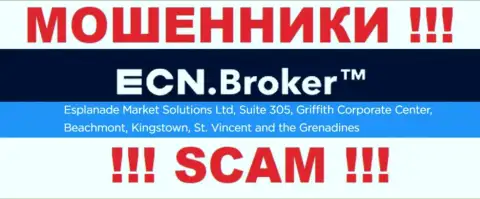 Неправомерно действующая контора ECN Broker находится в офшоре по адресу: Suite 305, Griffith Corporate Center, Beachmont, Kingstown, St. Vincent and the Grenadine, будьте внимательны