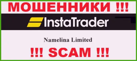 Юридическое лицо компании ИнстаТрейдер Нет - это Namelina Limited, информация взята с официального сайта