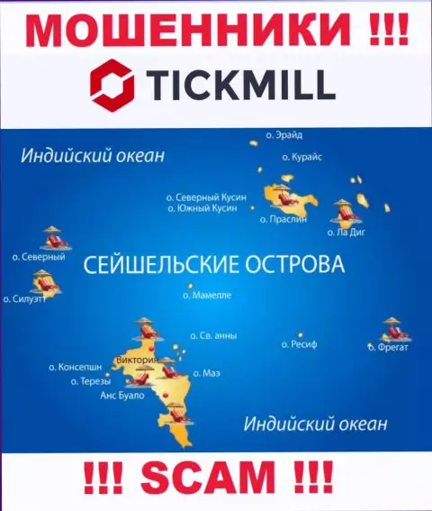 С Tickmill довольно опасно иметь дела, адрес регистрации на территории Seychelles