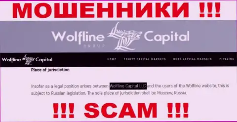 Юридическое лицо организации WolflineCapital Com - это ООО Волфлайн Кэпитал