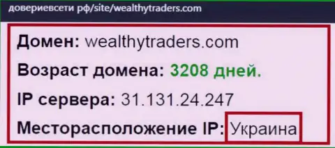 Украинское место регистрации организации Wealthy Traders, согласно информации веб-сайта довериевсети рф