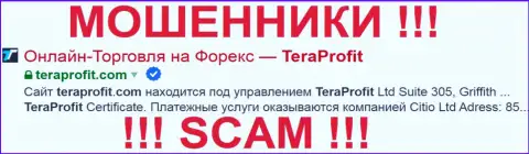 TeraProfit Com - это ЛОХОТРОНЩИКИ !!! SCAM !!!