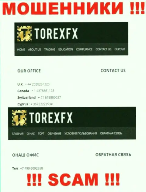 В запасе у internet-мошенников из TorexFX есть не один телефонный номер